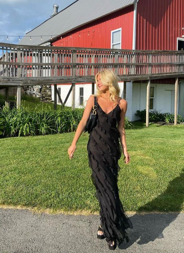 Backless Sheath Black Long Prom Dresses HZ1023